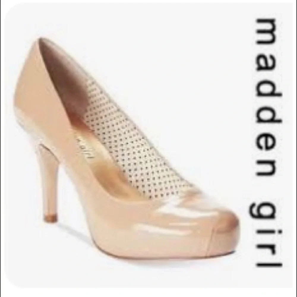 Nude Beige Stiletto Steve Madden Girl Getta Round Toe Heel Platform Pumps Size 9